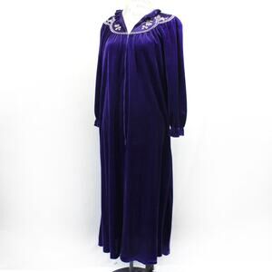 Sabrina For Mervyn's Vintage 70s Velvet Maxi Dress Boho Embroidered Caftan M